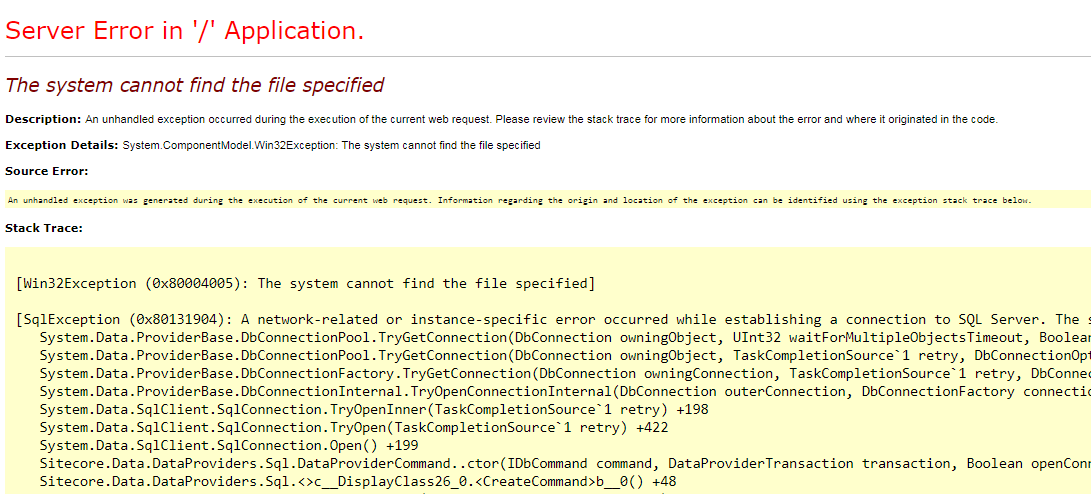 sitecore-connection-error